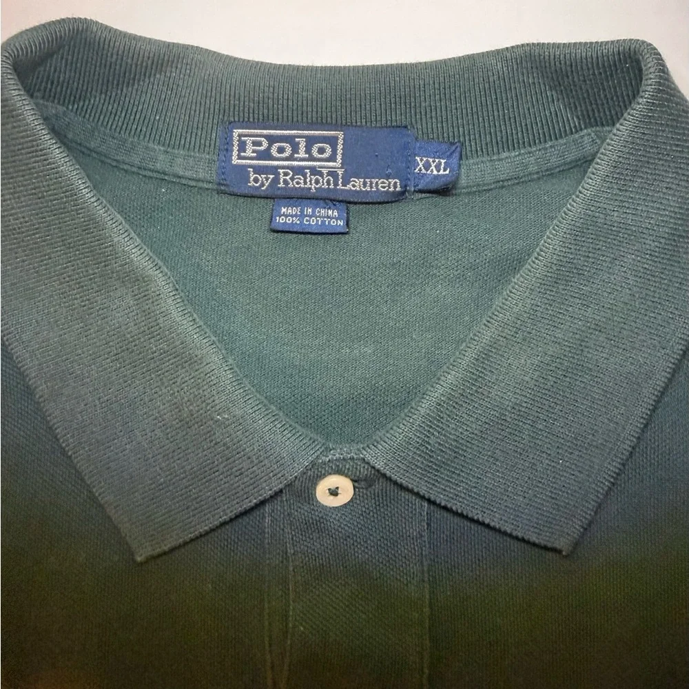 Men's Vintage Polo Ralph Lauren Green Tie Dye Stripe Green Polo Shirt XXL‎ A7